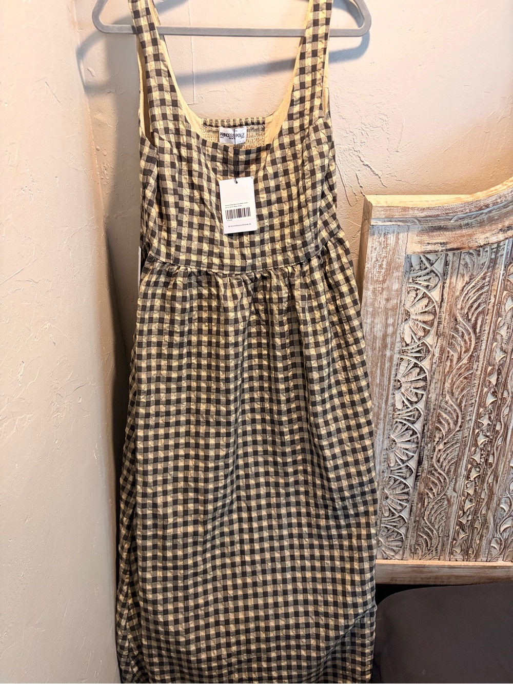Princess Polly Cartmel Check Maxi Dress Black / Cream